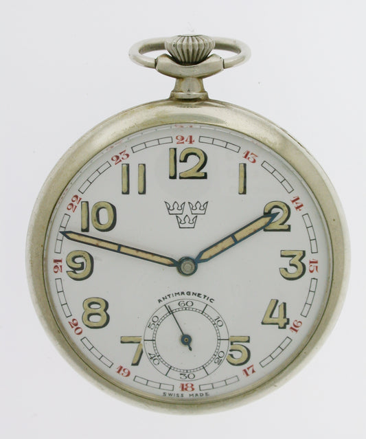 Unique Swedish Military Steel Pocket Watch 1942