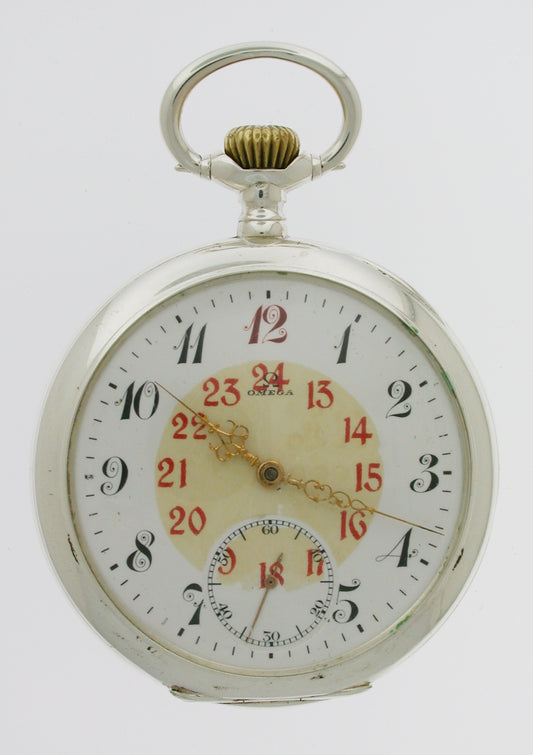 Original 0.800 Omega Silver Pocket Watch  Circa 1915