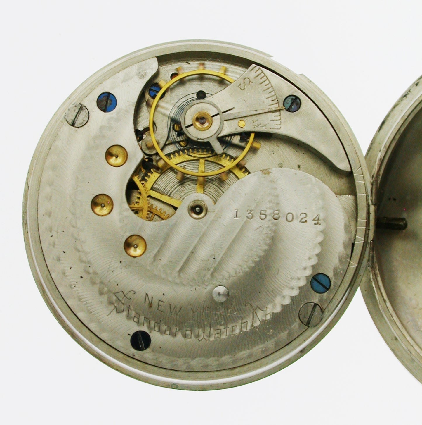 Rare Nickel Railway Pocket Watch With Locomotive on Dial