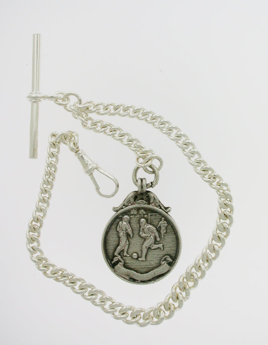 Silver Football Interest Fob 1918 on Silver Chain