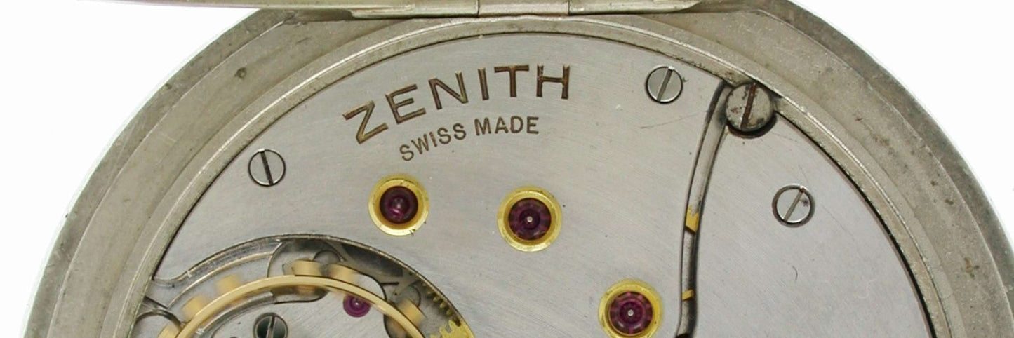 Antique ZENITH Steel Pocket Watch Swiss 1960