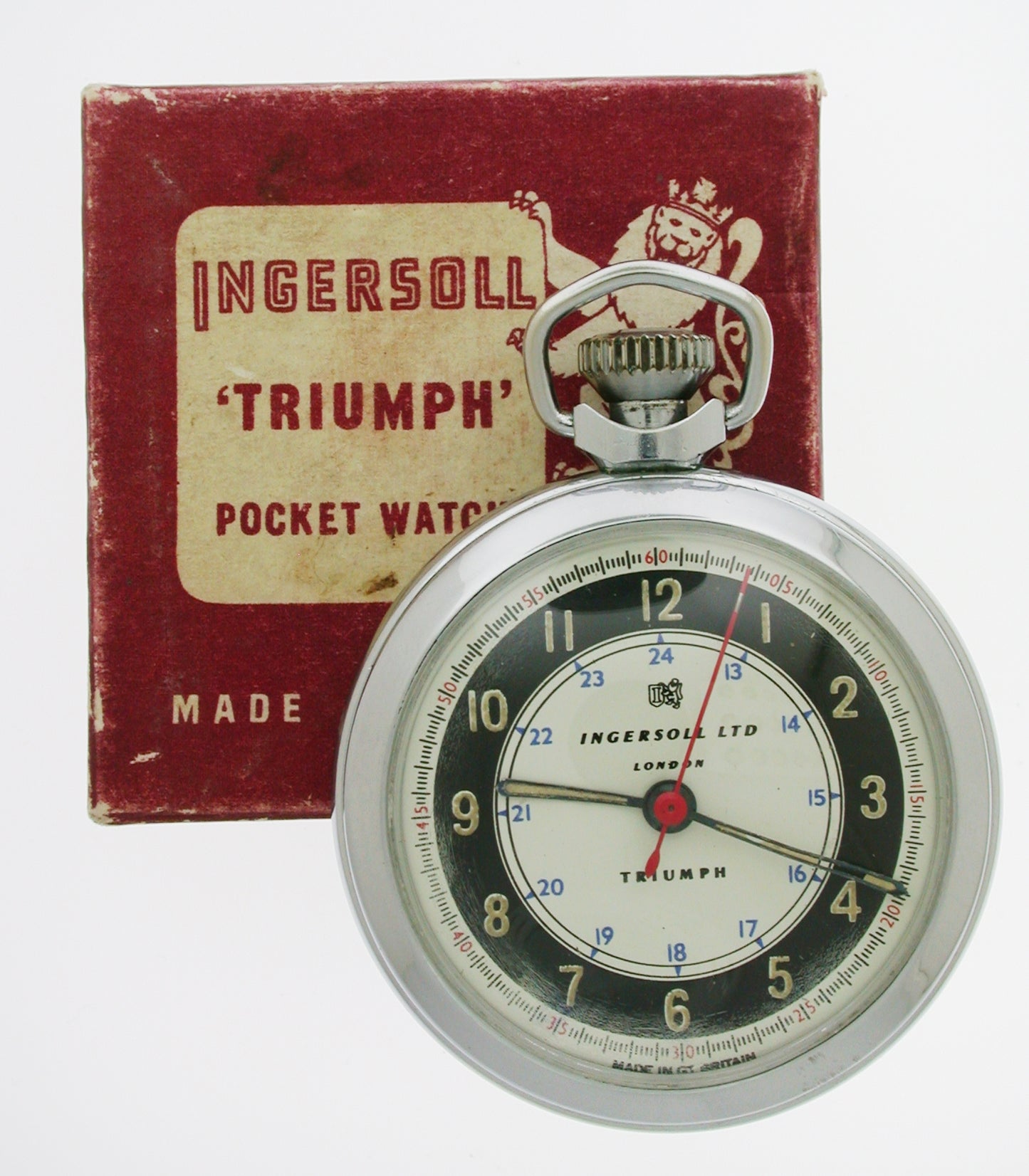 Ingersoll Triumph Pocket Watch Made in GT Britain In Original Box c1920