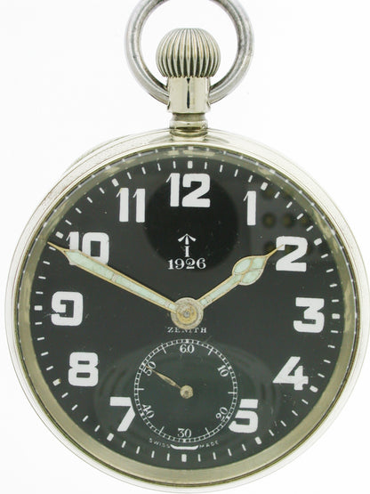 Antique Zenith Military Pocket Watch with Indian Arrow – Made in Switzerland, 1926