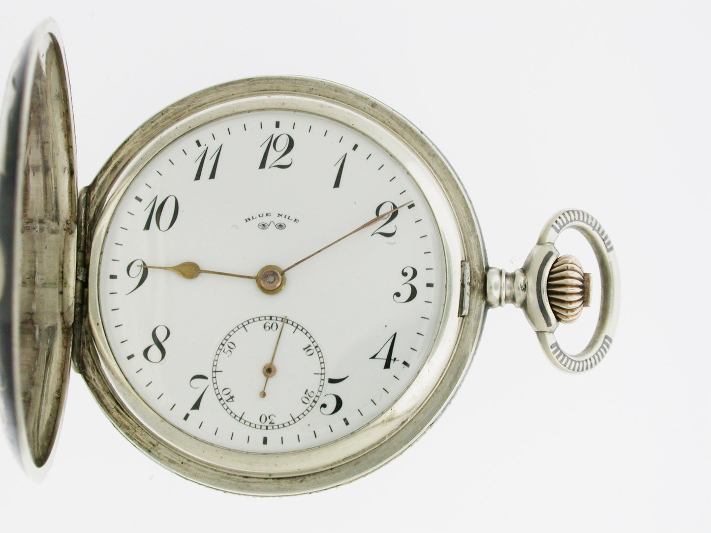 Silver Full Hunter Niello* Pocket Watch with matching chain