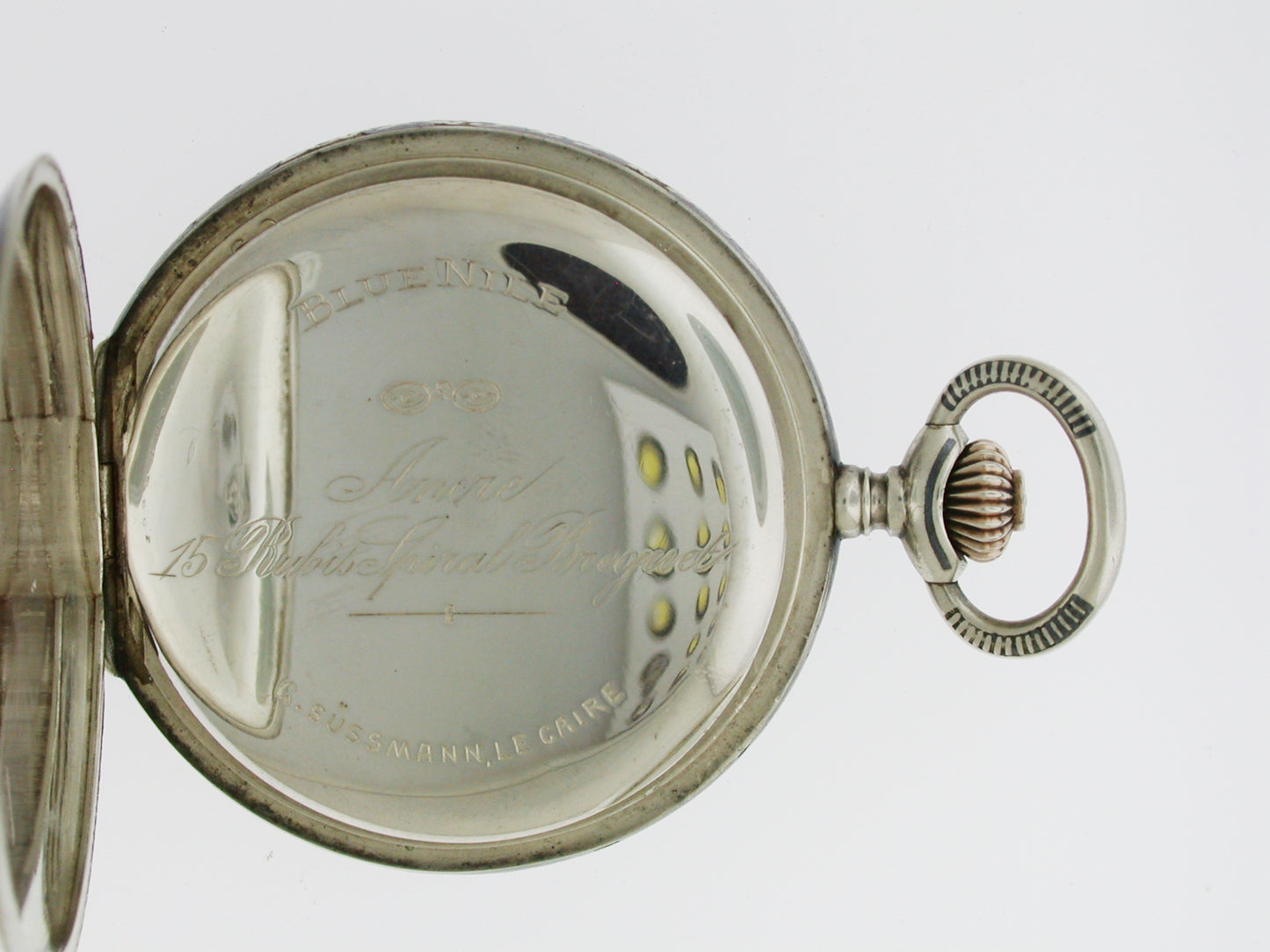 Silver Full Hunter Niello* Pocket Watch with matching chain