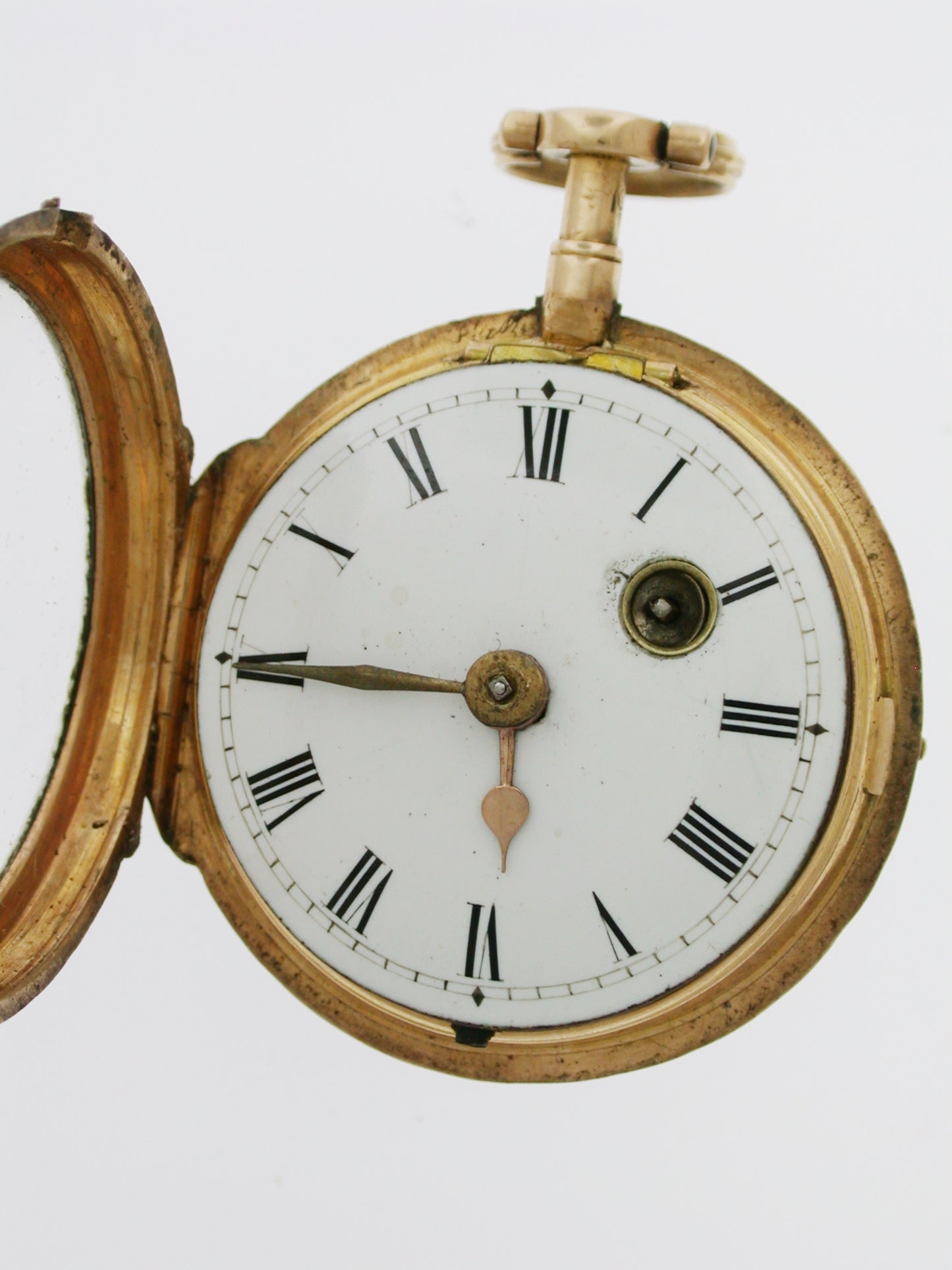 Gold Open-Face Pocket Watch with a diamond embellished Skeleton Movement - Made in Switzerland, circa 1850