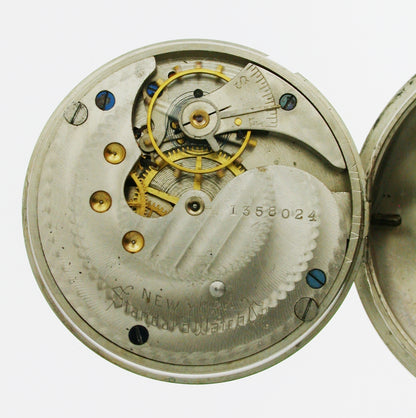Rare Nickel Railway Pocket Watch With Locomotive on Dial