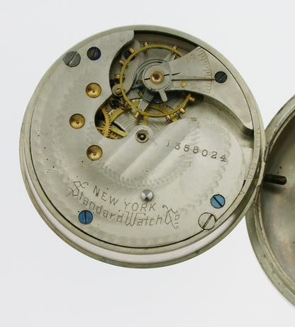 Rare Nickel Railway Pocket Watch With Locomotive on Dial