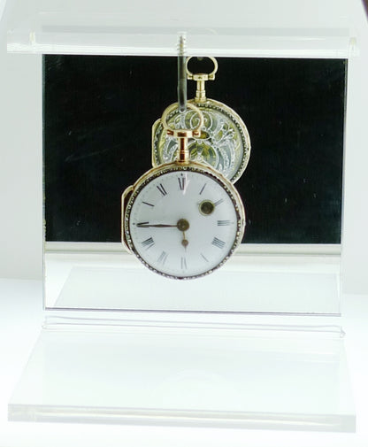 Gold Open-Face Pocket Watch with a diamond embellished Skeleton Movement - Made in Switzerland, circa 1850