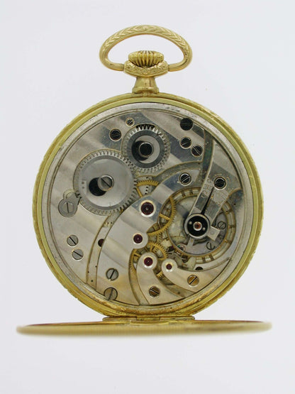 Antique Art Deco 18 Kt Yellow Gold Pocket Watch Swiss 1928