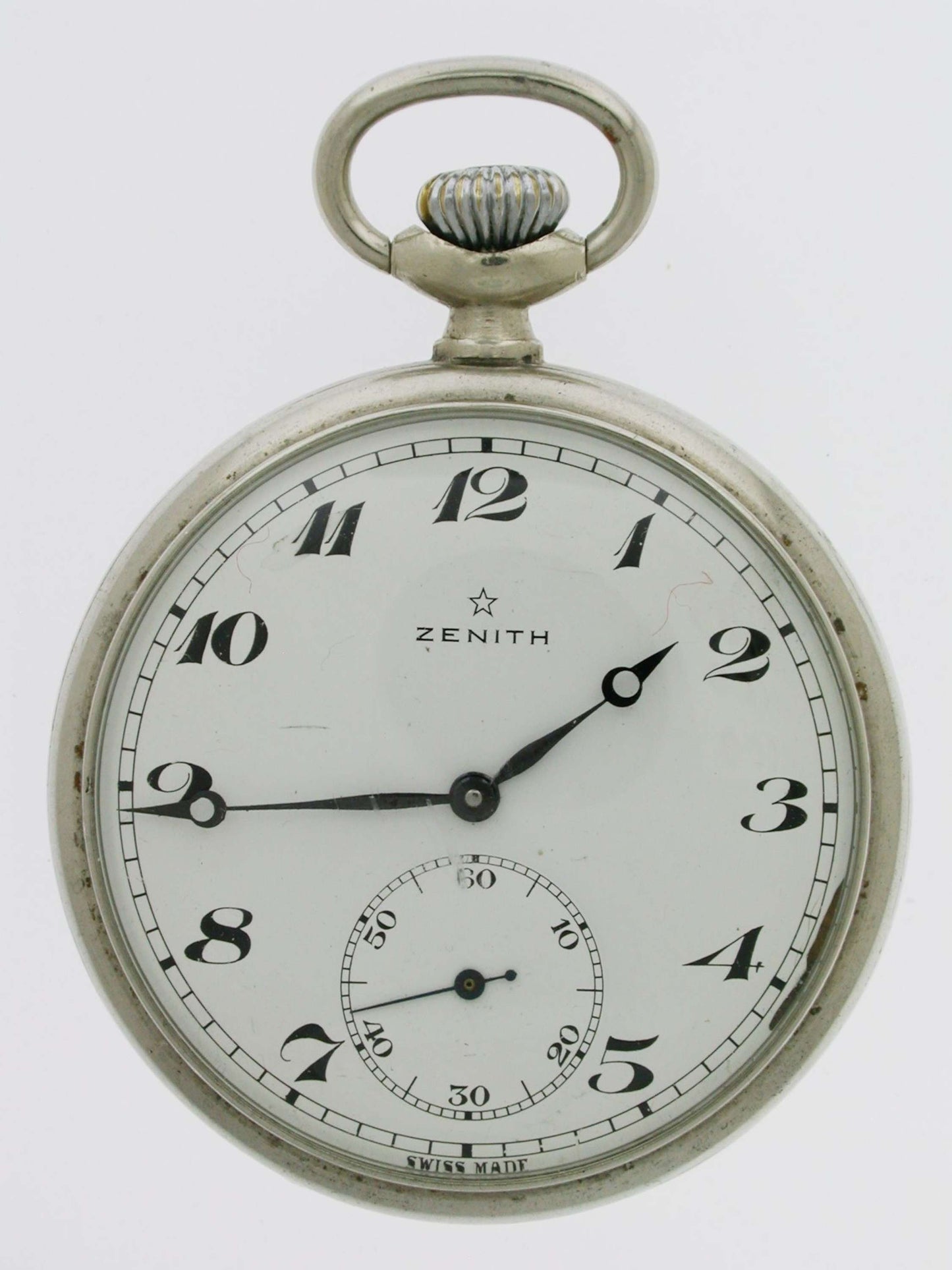 Antique ZENITH Steel Pocket Watch Swiss 1960