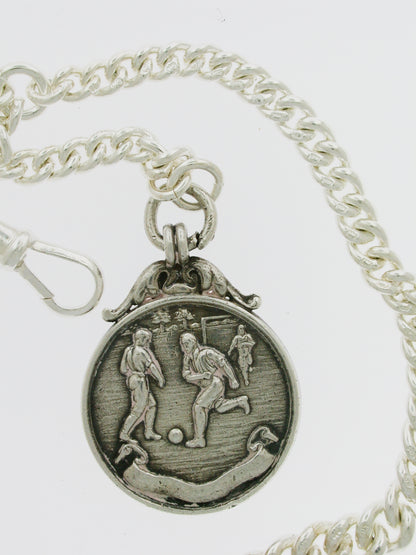 Silver Football Interest Fob 1918 on Silver Chain