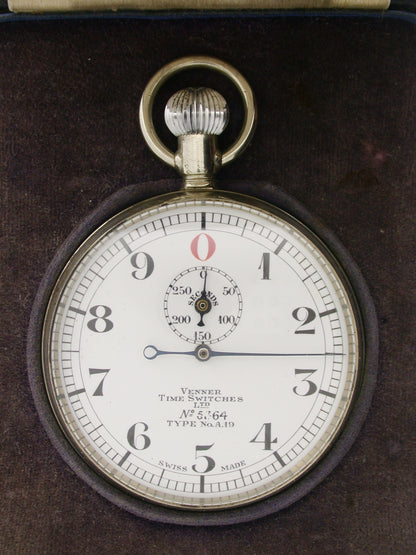 Venner Time Switches Stopwatch Steel Pocket Watch Swiss 1920