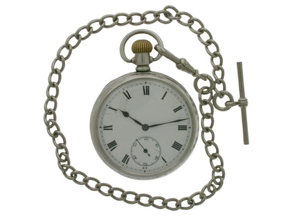 Silver Open Face Men's English Pocket Watch Hallmarked Birmingham 1912