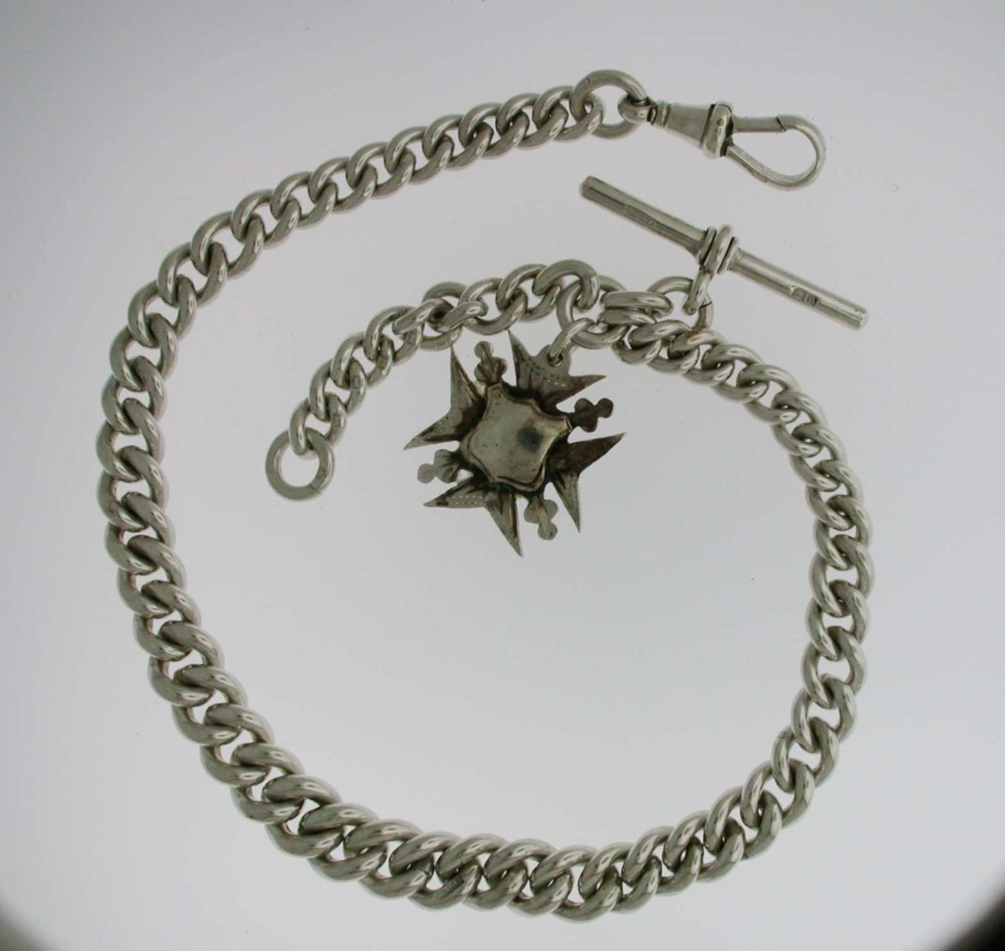 Heavy Silver Pocket Watch T-Albert Chain (56)