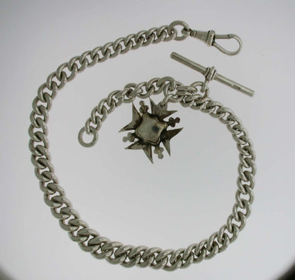 Heavy Silver Pocket Watch T-Albert Chain (56)