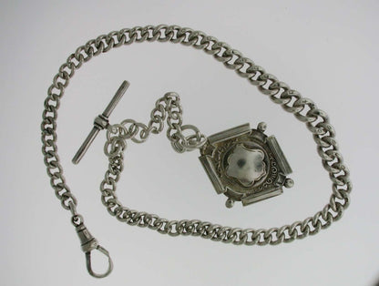 Heavy Silver Pocket Watch T-Albert Chain (57)