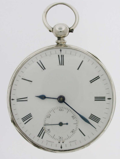 Silver Lagiér Genéve Pocket Watch Made in Switzerland circa 1880