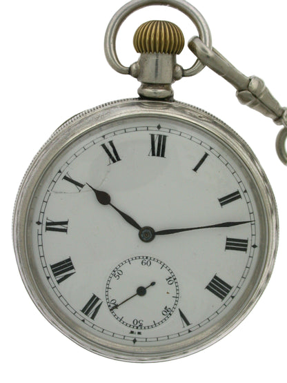 Silver Open Face Men's English Pocket Watch Hallmarked Birmingham 1912