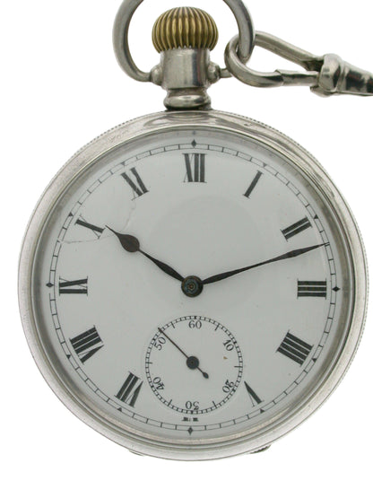 Silver Open Face Men's English Pocket Watch Hallmarked Birmingham 1912