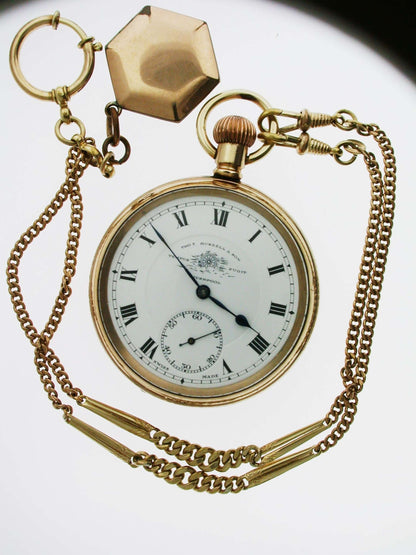Thomas Russell Gold Filled Open Face Pocket Watch Euro Antique