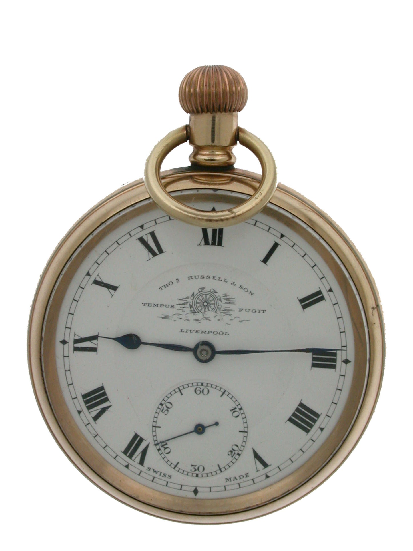 Thomas Russell Gold Filled Open Face Pocket Watch Swiss 1930