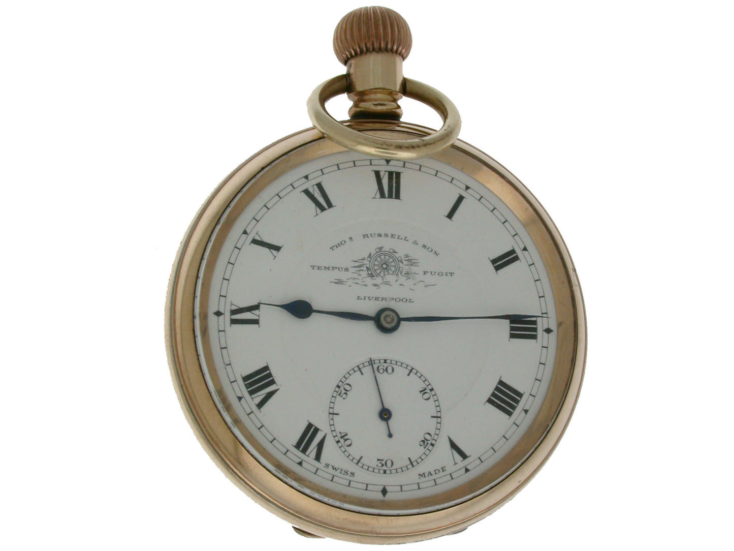 Thomas Russell Gold Filled Open Face Pocket Watch Swiss 1930